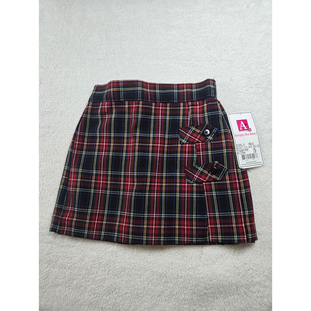 A+ Simply the Best Girls Red Plaid Skort School Uniform Size 5 NWT 1149PPRE